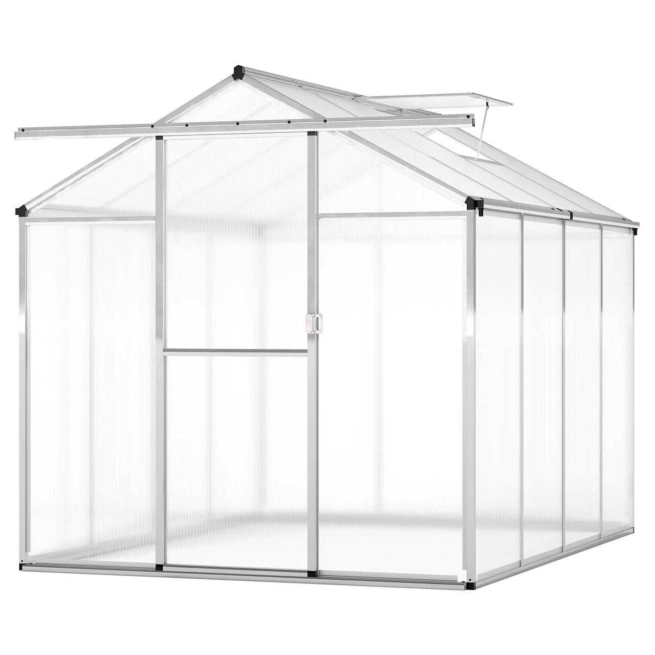 Transparent Polycarbonate Aluminum Walk-In Greenhouse with Vent and Gutter